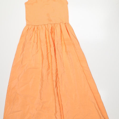 Gallery Women Orange Sleeveless Long Tank Dress Size S