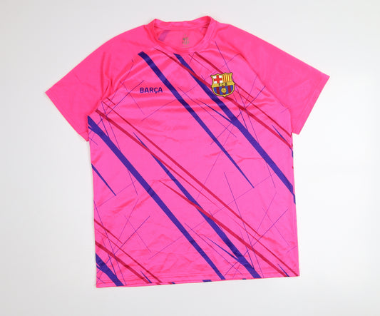 FC Barcelona Men's Pink T-Shirt L Short Sleeve Athletic Jersey