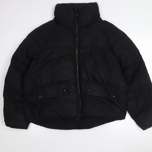 TRF Womens Black S Puffer Jacket Full Zip Quilted Winter Coat