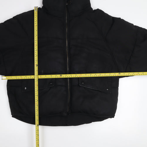 TRF Womens Black S Puffer Jacket Full Zip Quilted Winter Coat