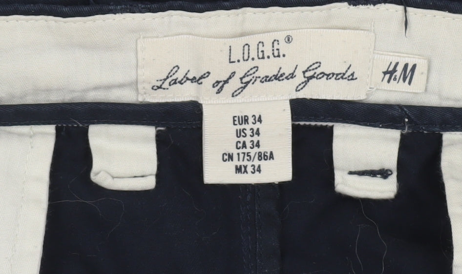 H&M L.O.G.G. Men's Blue Chino Shorts Size 34 Regular Fit