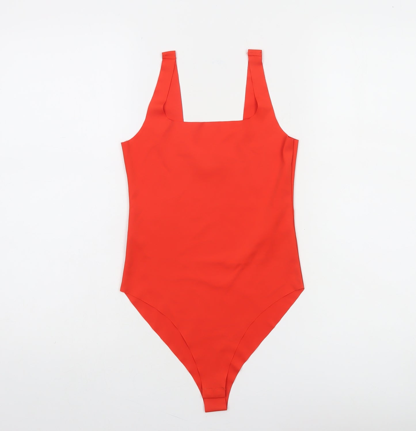 Zara Women Red Square Neck Stretch Bodysuit Size S