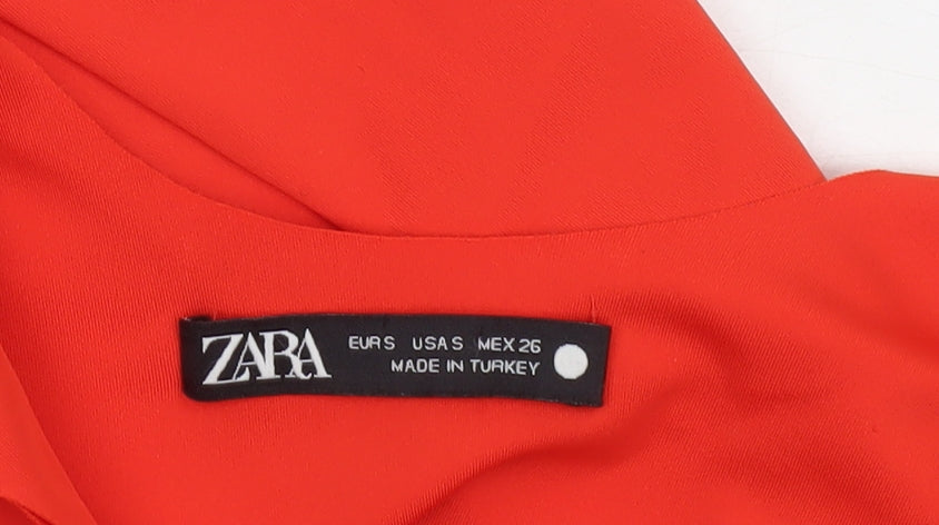 Zara Women Red Square Neck Stretch Bodysuit Size S