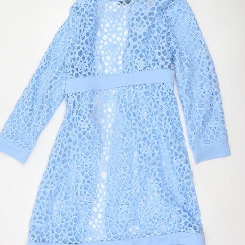Hekka Women’s Blue Lace Open Front Mid-Length Coatigan Size M