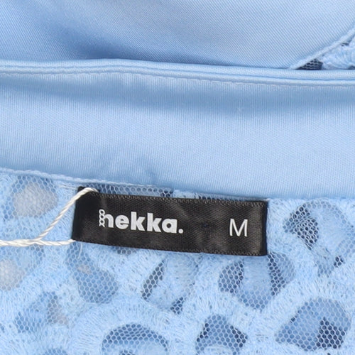 Hekka Women’s Blue Lace Open Front Mid-Length Coatigan Size M