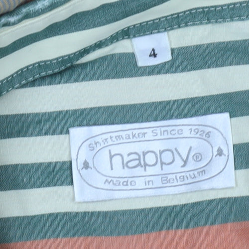 Happy Men’s Multicoloured Striped Cotton Button-Up Shirt Size L