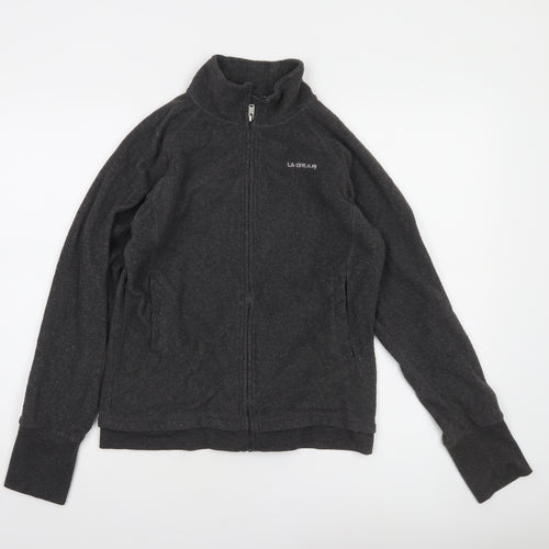 LA Gear Womens Black Fleece Full Zip Jacket Size 10