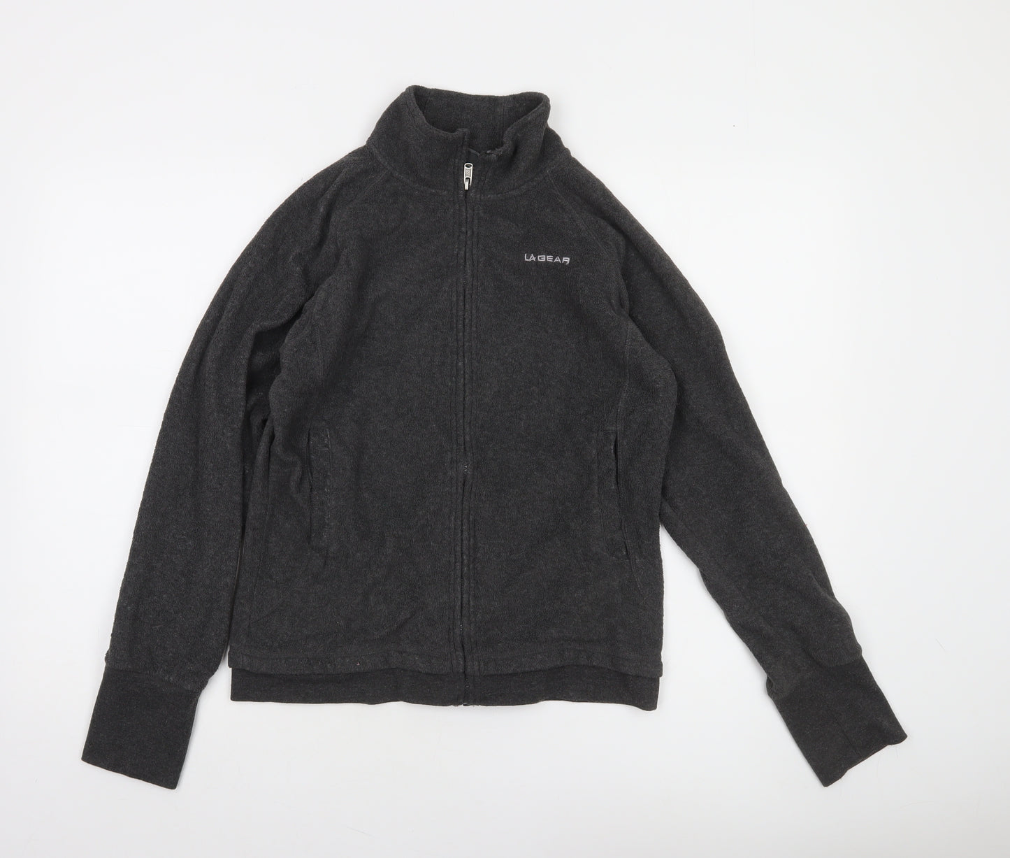 LA Gear Womens Black Fleece Full Zip Jacket Size 10