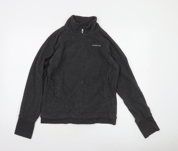 LA Gear Womens Black Fleece Full Zip Jacket Size 10