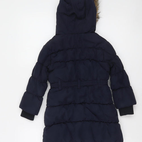 Dunnes Stores Girls Blue Hooded Puffer Coat 3 Years Winter Long Jacket