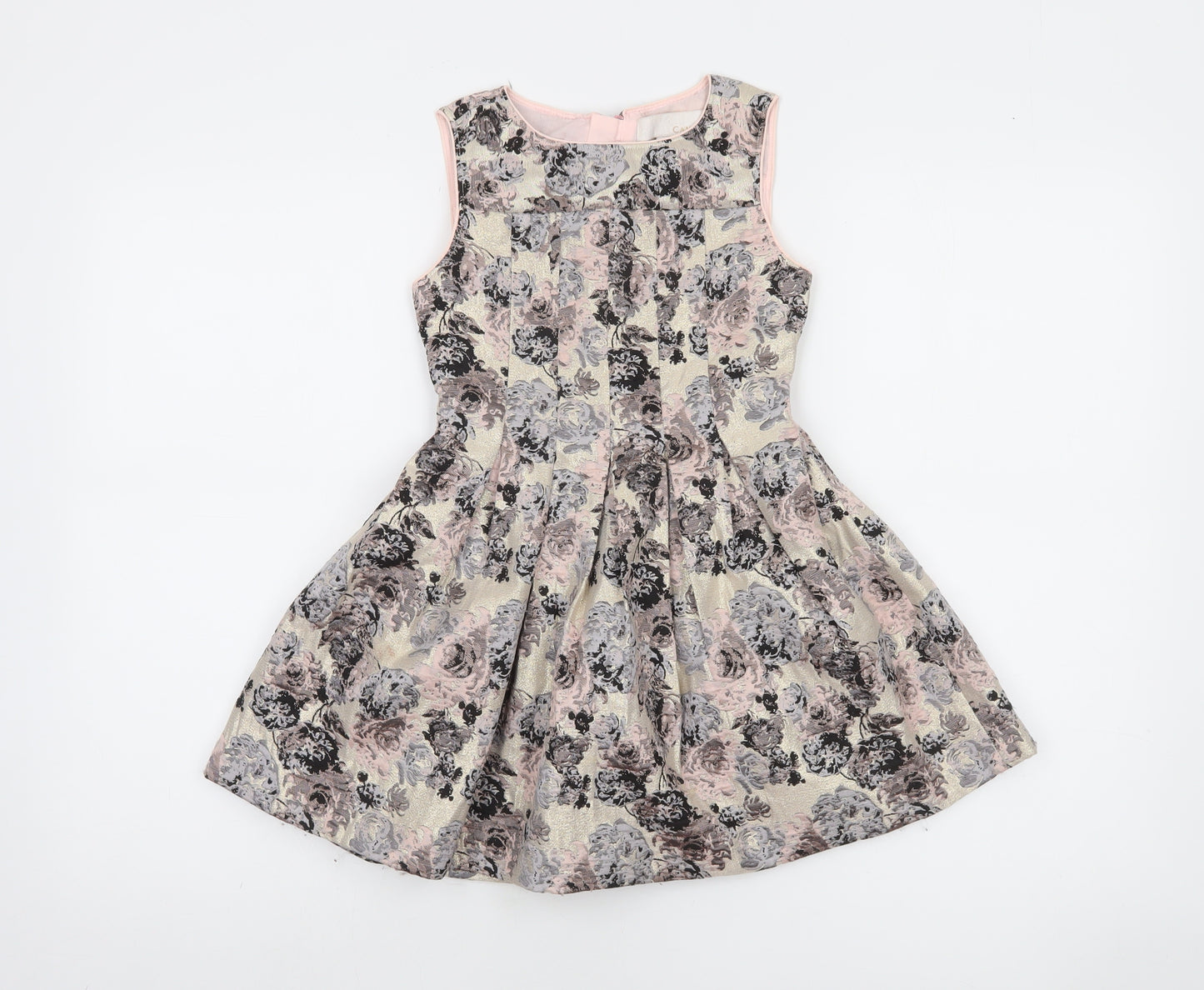 Camilla Girls Beige Floral Sleeveless Fit & Flare Dress Size 5-6 Years