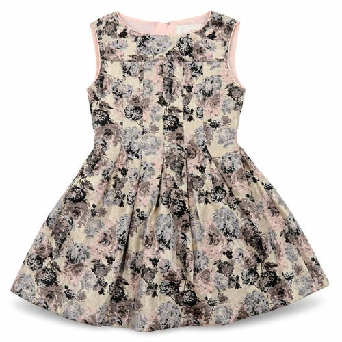 Camilla Girls Beige Floral Sleeveless Fit & Flare Dress Size 5-6 Years
