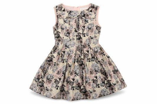 Camilla Girls Beige Floral Sleeveless Fit & Flare Dress Size 5-6 Years