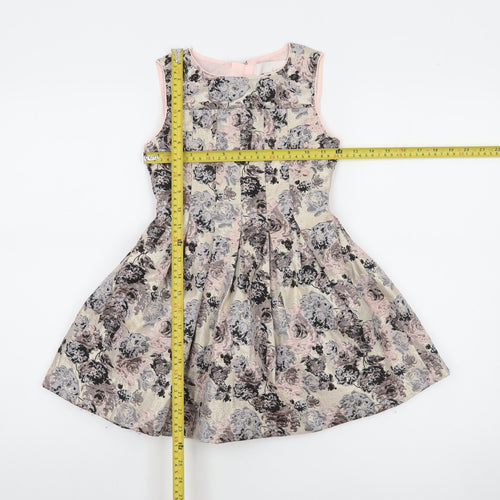 Camilla Girls Beige Floral Sleeveless Fit & Flare Dress Size 5-6 Years