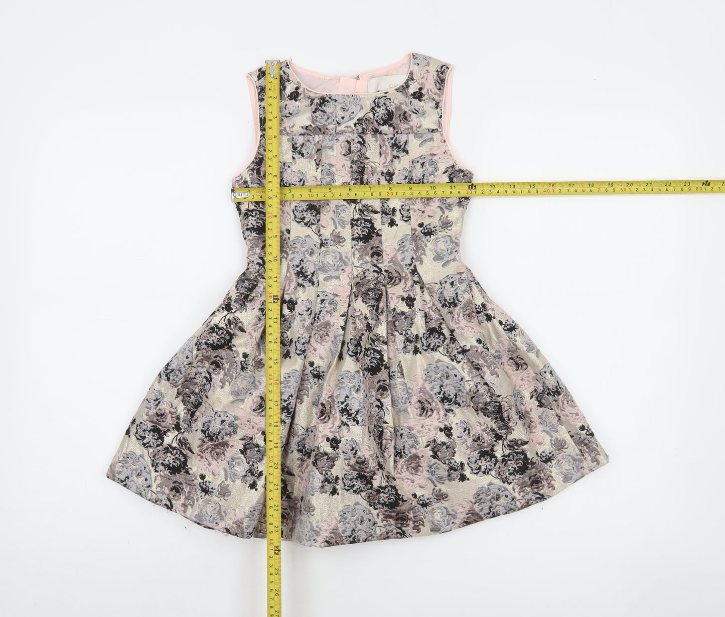 Camilla Girls Beige Floral Sleeveless Fit & Flare Dress Size 5-6 Years