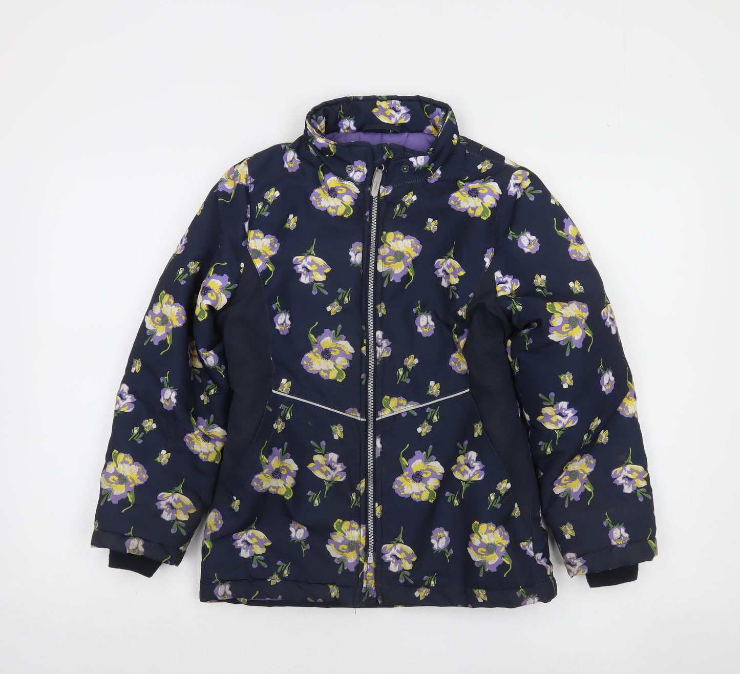 Name It Girls Blue Floral Puffer Jacket 10 Years Winter Full Zip