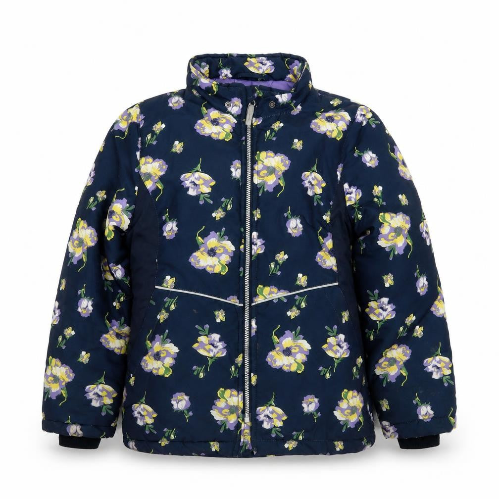 Name It Girls Blue Floral Puffer Jacket 10 Years Winter Full Zip