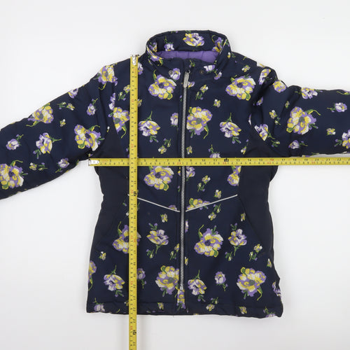 Name It Girls Blue Floral Puffer Jacket 10 Years Winter Full Zip