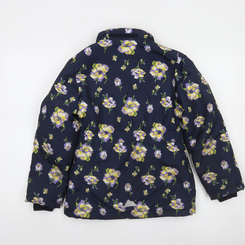Name It Girls Blue Floral Puffer Jacket 10 Years Winter Full Zip