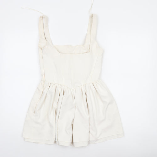 ZARA Women Ivory Fit & Flare Short Dress Size 8 Sleeveless