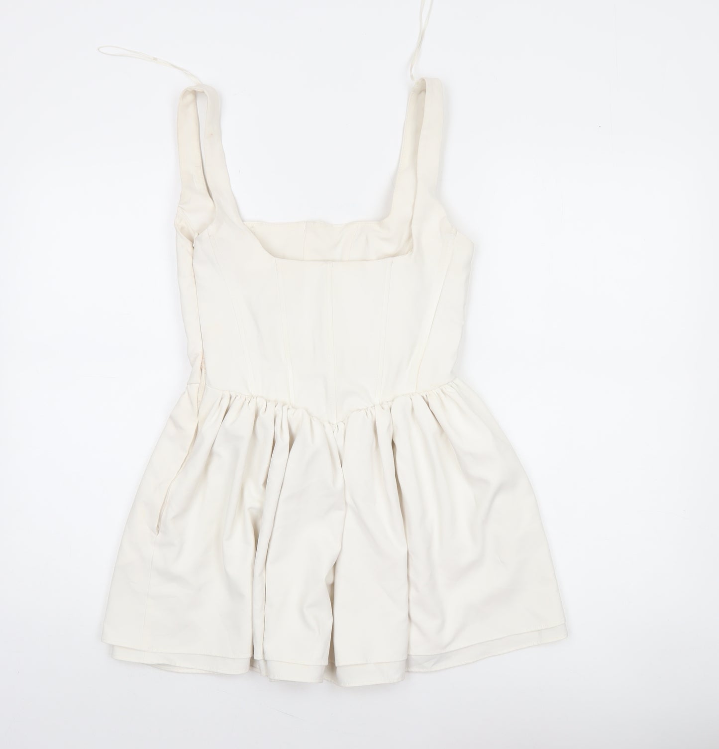 ZARA Women Ivory Fit & Flare Short Dress Size 8 Sleeveless