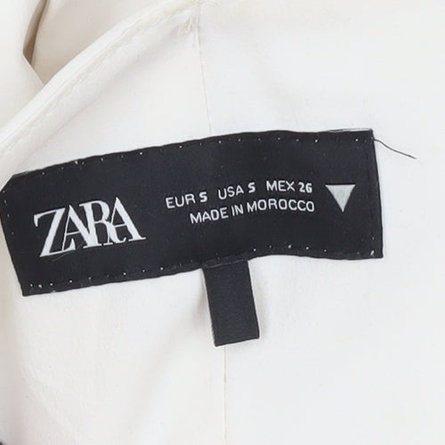 ZARA Women Ivory Fit & Flare Short Dress Size 8 Sleeveless