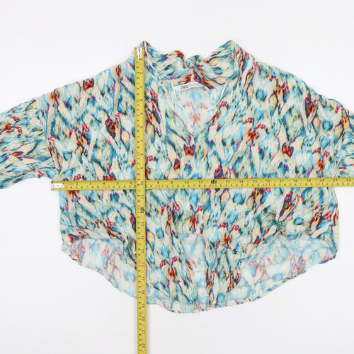 Zara Womens Multicoloured Cropped Viscose Blouse Size 12