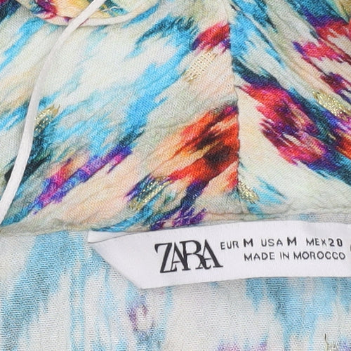 Zara Womens Multicoloured Cropped Viscose Blouse Size 12