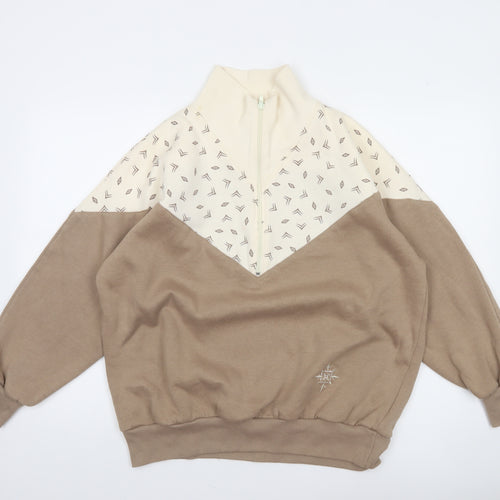 Marks and Spencer Women Beige Cream 1/4 Zip Sweatshirt Size 12-14