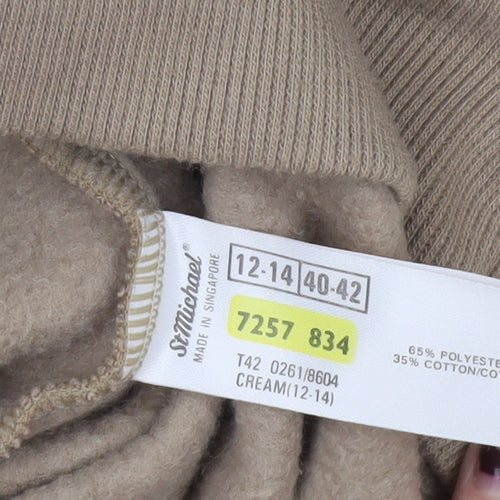 Marks and Spencer Women Beige Cream 1/4 Zip Sweatshirt Size 12-14