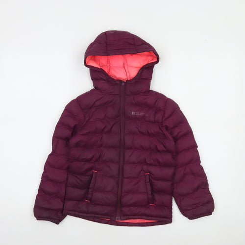 Mountain Warehouse Girls Purple Hooded Puffer Jacket 5-6 Years Water Resistant