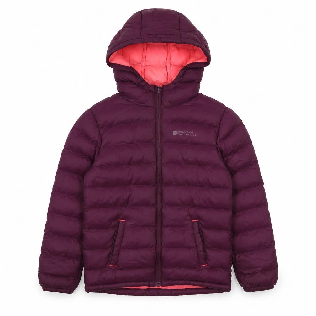 Mountain Warehouse Girls Purple Hooded Puffer Jacket 5-6 Years Water Resistant