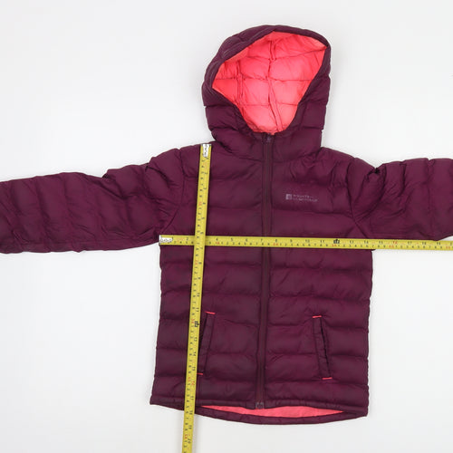 Mountain Warehouse Girls Purple Hooded Puffer Jacket 5-6 Years Water Resistant