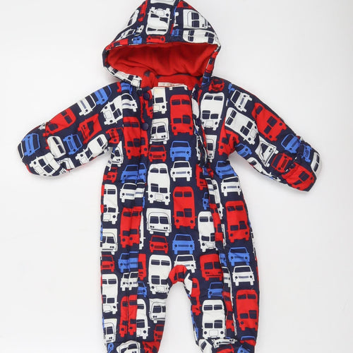 Marks and Spencer Unisex Baby Navy Multicoloured 0-3 Months Snowsuit Hooded Lined Polyester