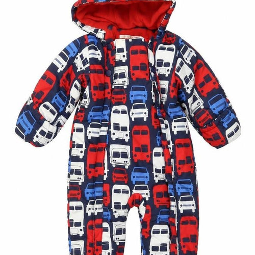 Marks and Spencer Unisex Baby Navy Multicoloured 0-3 Months Snowsuit Hooded Lined Polyester