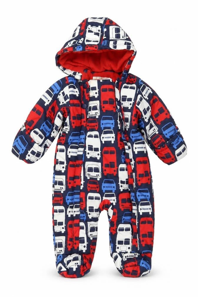 Marks and Spencer Unisex Baby Navy Multicoloured 0-3 Months Snowsuit Hooded Lined Polyester