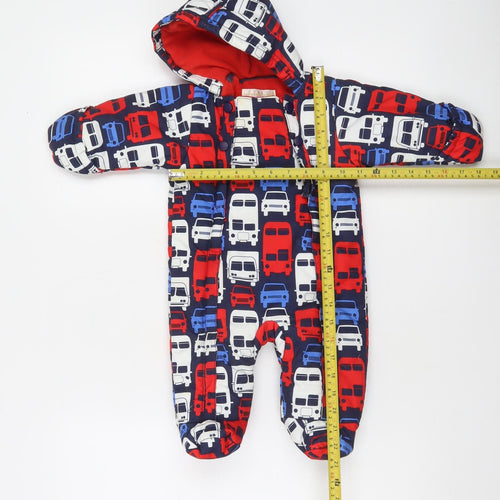 Marks and Spencer Unisex Baby Navy Multicoloured 0-3 Months Snowsuit Hooded Lined Polyester
