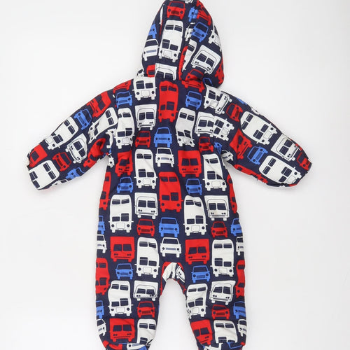 Marks and Spencer Unisex Baby Navy Multicoloured 0-3 Months Snowsuit Hooded Lined Polyester