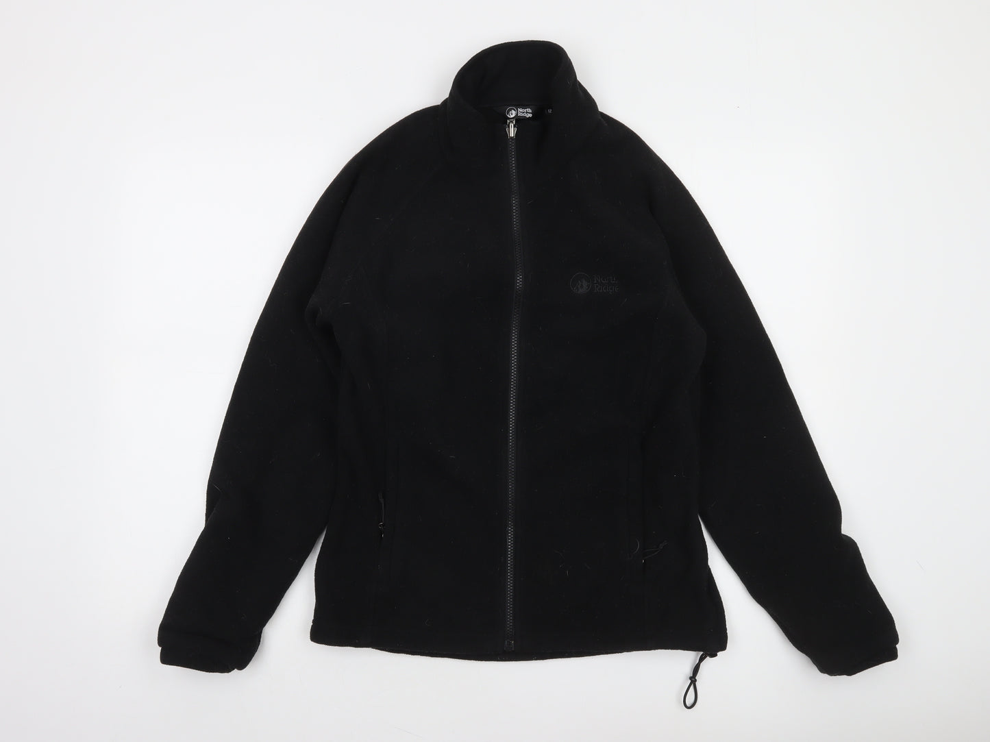 North Ridge Women Black Fleece Full Zip Jacket Size 12