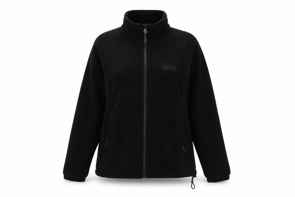 Front view of North Ridge Women Black Fleece Full Zip Jacket, size 12