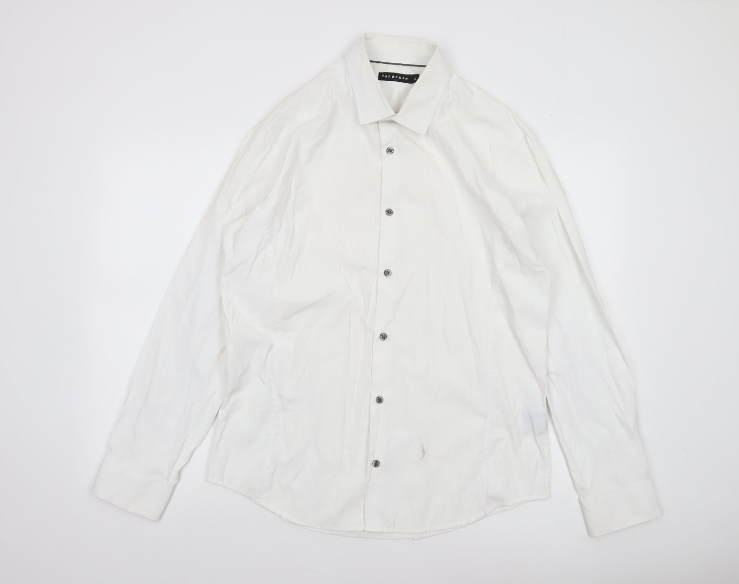 Tarocash Men's White Long Sleeve Button-Up Shirt Size L