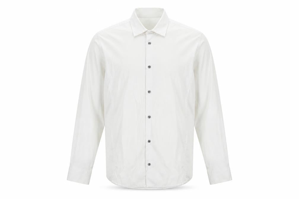 Front view of Tarocash Men's White Long Sleeve Button-Up Shirt, size L