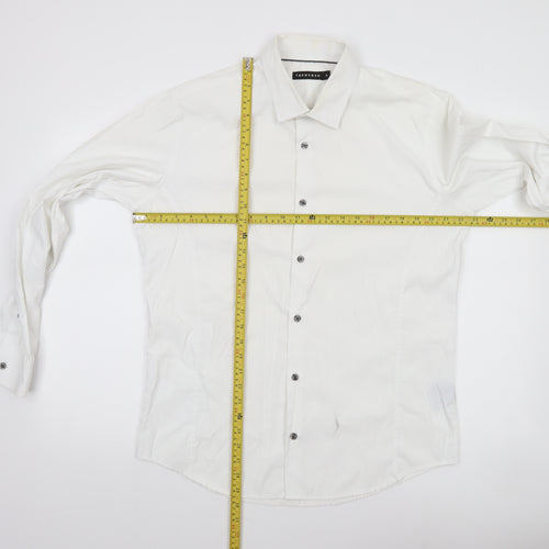 Tarocash Men's White Long Sleeve Button-Up Shirt Size L