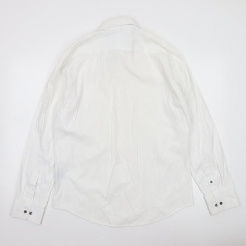 Tarocash Men's White Long Sleeve Button-Up Shirt Size L