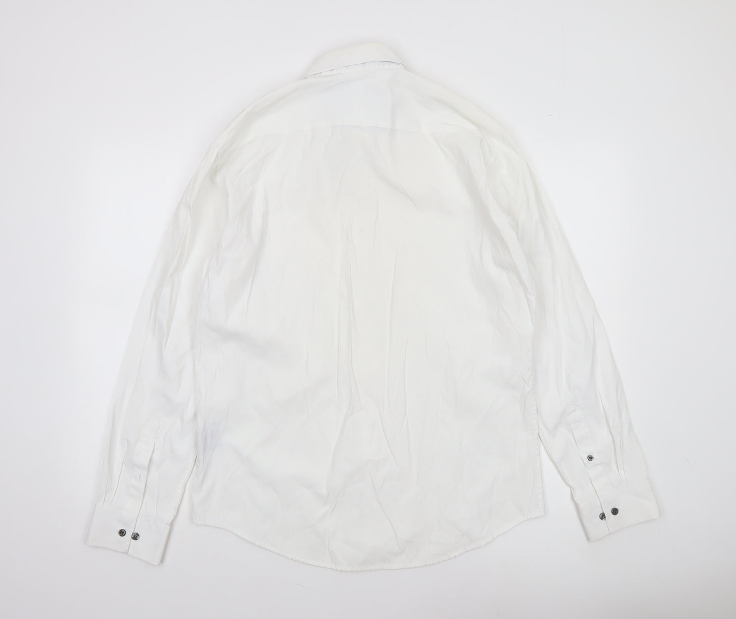 Tarocash Men's White Long Sleeve Button-Up Shirt Size L