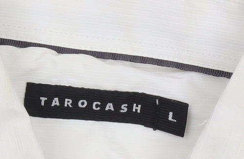 Tarocash Men's White Long Sleeve Button-Up Shirt Size L