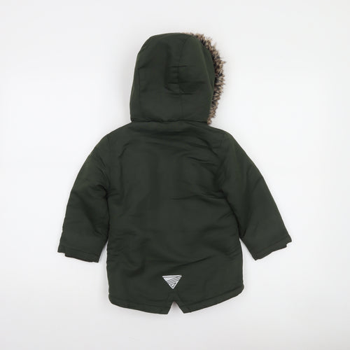 Primark Unisex Baby Green Faux Fur Hooded Parka Coat 24 Months