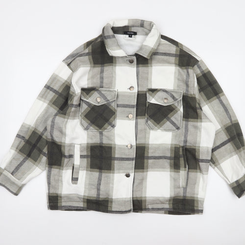 Rising Men's Grey Check Flannel Jacket Size S Button Casual Style