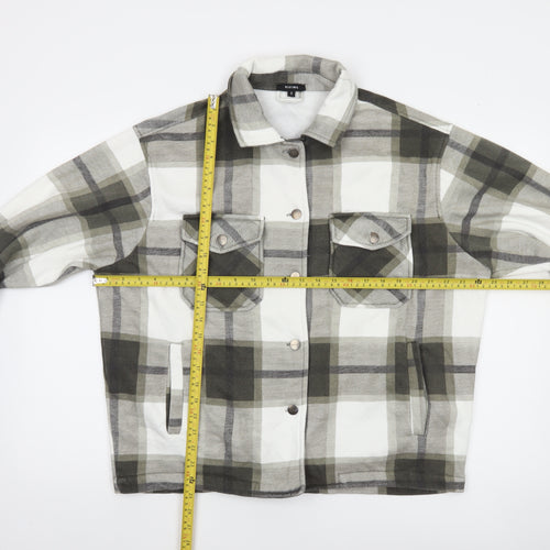 Rising Men's Grey Check Flannel Jacket Size S Button Casual Style