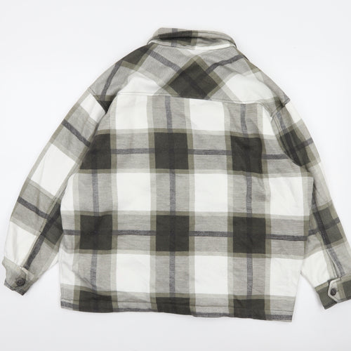 Rising Men's Grey Check Flannel Jacket Size S Button Casual Style
